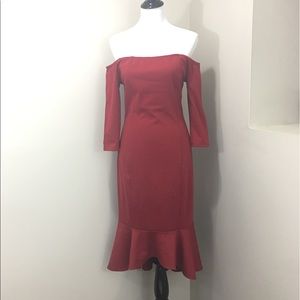 Shoedazzle Red Bardot Dress